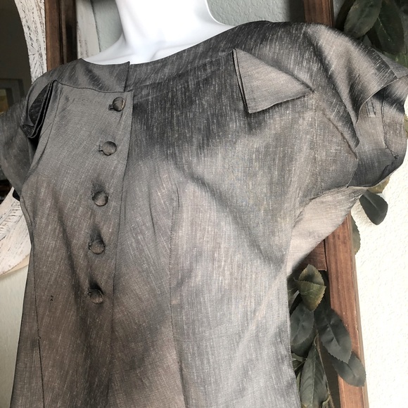 Vintage Galeries Lafayette Paris 1940s/50s Shantung or Doupioni Silk Blouse - Picture 3 of 11